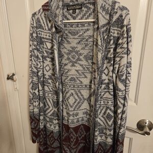 Almost Famous Blue and Red Patterned Cardigan